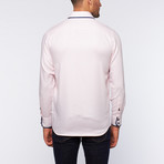 Button-Up Shirt // Pink + Navy Trim (M)