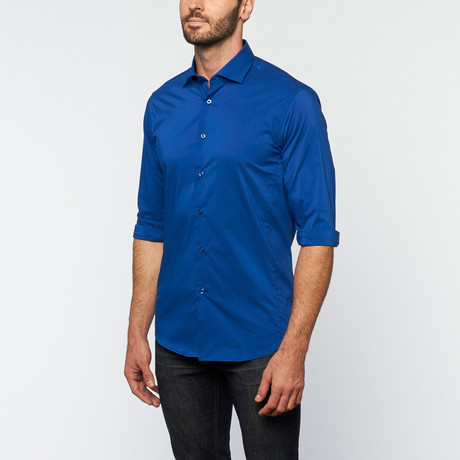 Brio Milano // Button Up Long-Sleeve Shirt // Royal Blue (S)