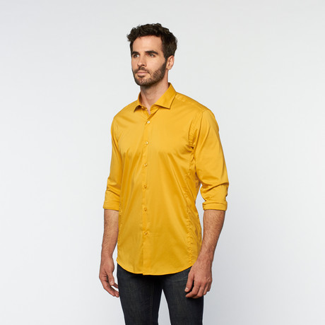 Brio Milano // Button Up Long-Sleeve Shirt // Golden Yellow (S)