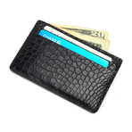 Genuine Matte Alligator Card Case wallet  // Black