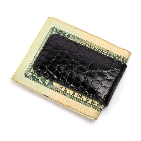 Genuine Alligator Magnetic Money Clip // Black