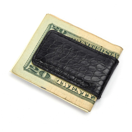 Genuine Matte Alligator Magnetic Money Clip // Black