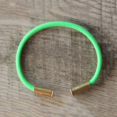Recycled Bullet Casing Bracelet // Electric Green