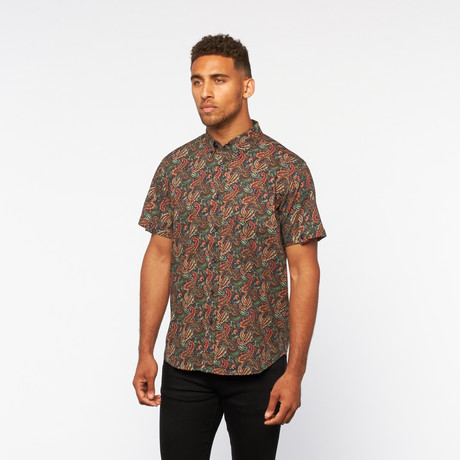 Button Down Shirt // Paisley Forest (S)