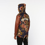 Royal Versailles Floral Parka Jacket // Navy + Brown (S)