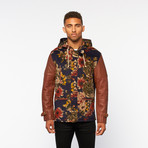 Royal Versailles Floral Parka Jacket // Navy + Brown (S)