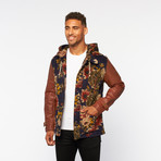 Royal Versailles Floral Parka Jacket // Navy + Brown (S)