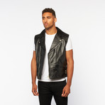 Profound Aesthetic // Leather Motorcycle Vest // Black (L)