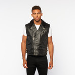 Profound Aesthetic // Leather Motorcycle Vest // Black (L)