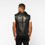 Profound Aesthetic // Leather Motorcycle Vest // Black (L)