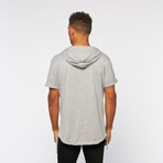 Half Sleeve Drawcord Hoodie // Grey (L)