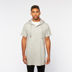 Elongated Hooded Henley // Heather Grey (L)