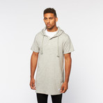 Elongated Hooded Henley // Heather Grey (L)