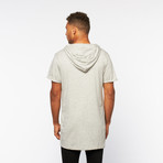 Elongated Hooded Henley // Heather Grey (L)