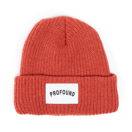 Woven Patch Beanie // Rust