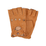 Leather Cut-Off Driving Gloves // Tan (S/M)