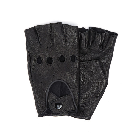 Leather Cut-Off Driving Gloves // Black (S/M)