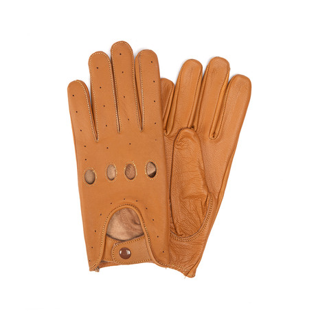 Leather Full Driving Gloves // Tan (S/M)