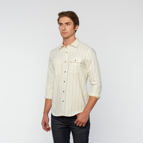 Norman Russell // Tommy Button Down // White Stripe (S)