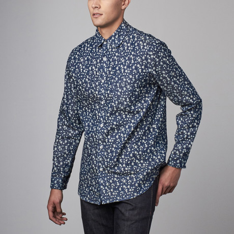 Johnny II Button Down Shirt // Blue Floral (S)