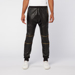 Quilted Moto Jogger // Black + Gold (S)