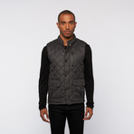 Diamond Quilted Button Vest // Charcoal (XL)