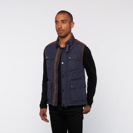 Quilted Vest with Snap Pocket // Navy (S)