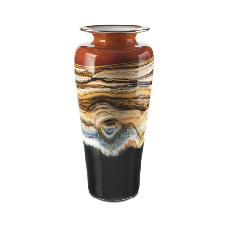 Large Tangerine Strata Traditional Urn // 212865