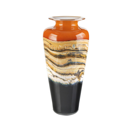 Large Tangerine Strata Traditional Urn // 212863