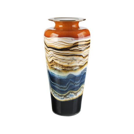 Large Tangerine Strata Traditional Urn // 212862