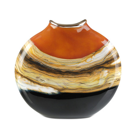 Large Tangerine Strata Flat Vessel // 212872