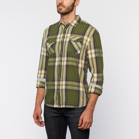 Free Nature // Twill Plaid Button Up // Olivine (S)