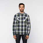 Free Nature // Poplin Plaid Button Up // Dark Navy + Greener Pastures (S)