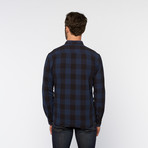 Free Nature // Poplin Plaid Button Up // Dark Navy + Caviar (M)