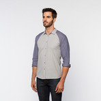 Artistry in Motion // Color Block Button Up // Mood Indigo + Alloy (L)