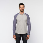 Artistry in Motion // Color Block Button Up // Mood Indigo + Alloy (L)