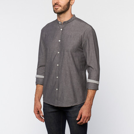 Artistry in Motion // Band Collar Button Up // Charcoal (S)