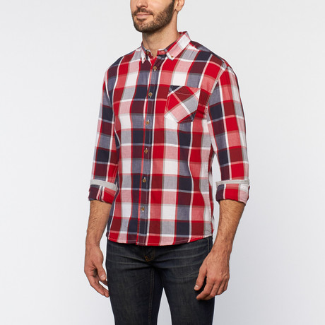 Free Nature // Twill Plaid Button Up // Haute Red (S)