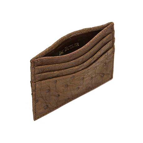 Ostrich Card Wallet // Brown