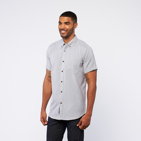 Short Sleeve Micro Stripe Button Down // Black (S)