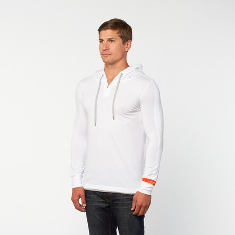 Long-Sleeve Hoodie Shirt // White (S)