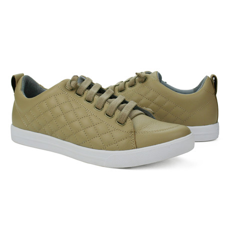 Quilted Leather Ox Sneaker // Light Brown (Euro: 41)