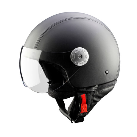 Black Leather Helmet (Extra Small: 21.3" Dia)