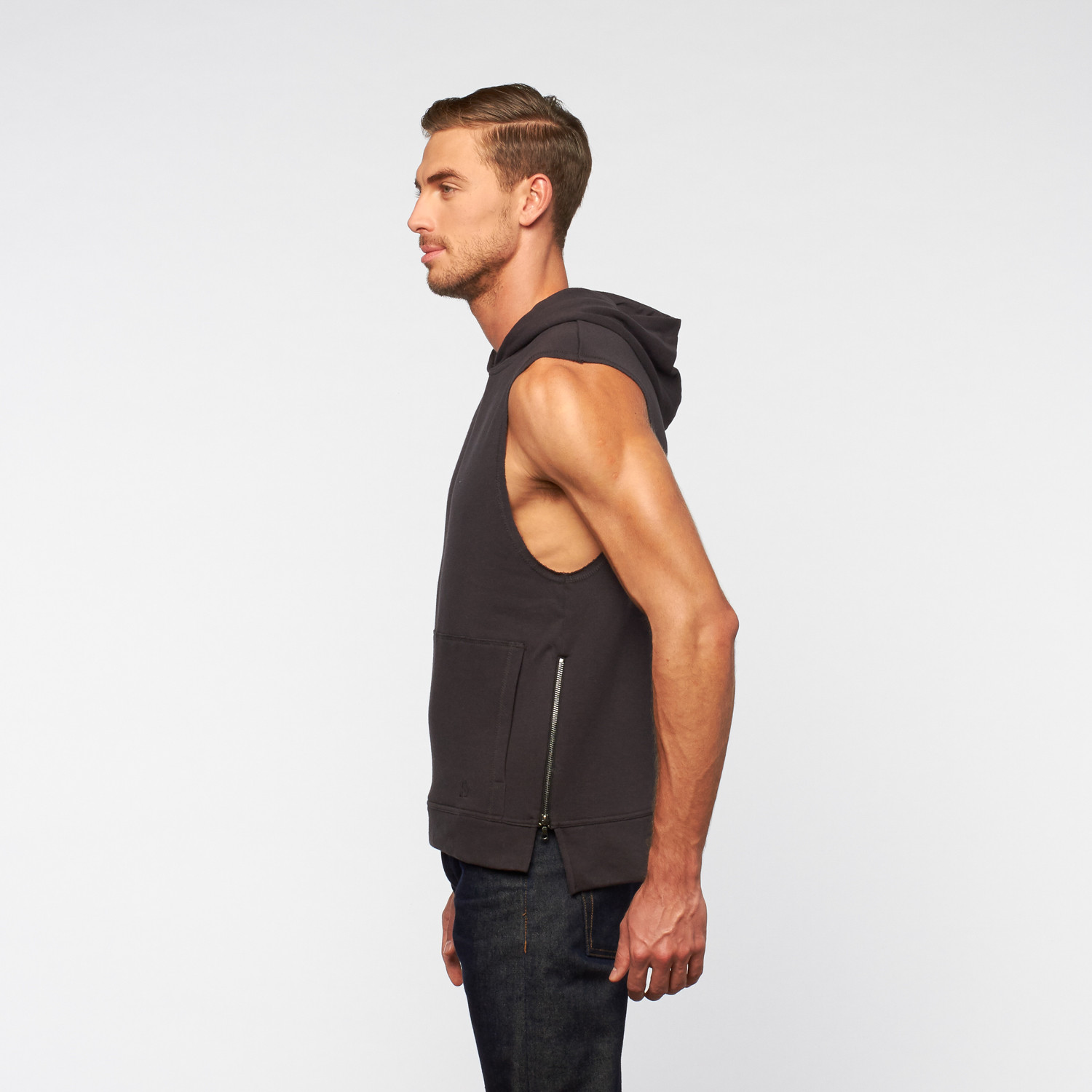 Kai Sleeveless Side-Zip Hoodie // Charcoal (S) - Kuwalla|Tee - Touch of ...