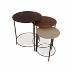 Round Leather Bunching Tables // Tan