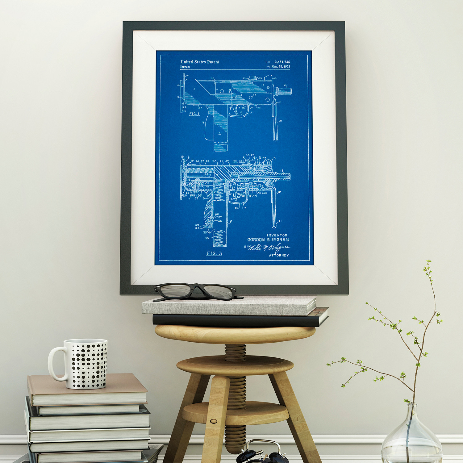 MAC 10 (Blueprint) - Gun Patent Prints - Touch of Modern