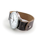 Premium Leather Button Stud Watch Strap (Brown)