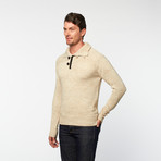 Bleu Ice // Half Button Turtleneck // Cream (L)