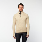 Bleu Ice // Half Button Turtleneck // Cream (L)