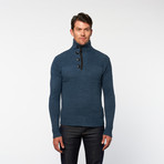 Bleu Ice // Half Button Turtleneck // Aqua (M)